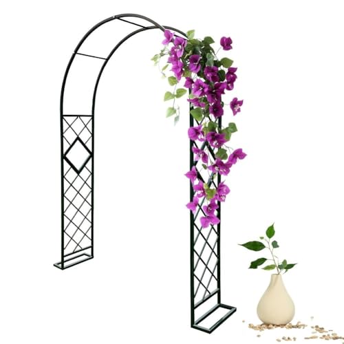 GAOBINGB Metall-Gartenbogen für Kletterrosen, schwarzer Spalierbogen für Außendekorationen, verstellbare Breite 140340 cm, perfekt für Hochzeiten und Veranstaltungen (Höhe: 240 cm) von GAOBINGB