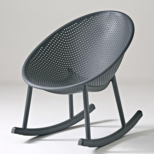 GAOBINGB Moderner Schaukelstuhl, ovale eiförmige Lounge-Wippe, Allwetter-Kunststoff-Lounge-Schaukelstuhl, atmungsaktiver Schaukelstuhl für Wohnzimmer, Schlafzimmer, Balkon, Terrasse, Terrasse, Grau von GAOBINGB