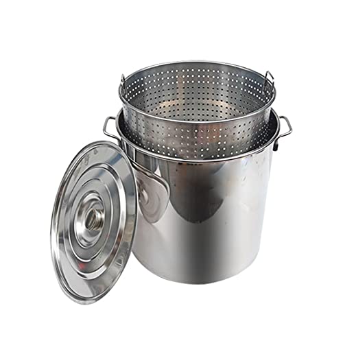 GAOBINGB Robuster Suppentopf aus Edelstahl, 27 QT/45 QT/63 QT – Kommerzielle Fritteuse für Truthahn und großer Kochtopf für Langusten und Meeresfrüchte mit Sieb für den Einsatz zu Hause und im Freien GAOBINGB Robuster Suppentopf aus Edelstahl, 27 QT/45 QT/63 QT – Kommerzielle Fritteuse für Truthahn und großer Kochtopf für Langusten und Meeresfrüchte mit Sieb für den Einsatz zu Hause und im Freien von GAOBINGB