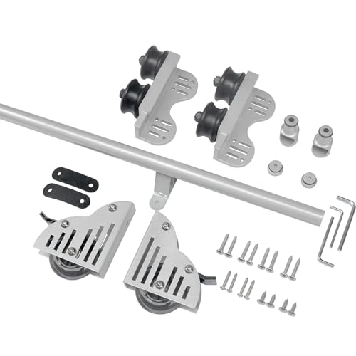 GAOBINGB Schiebeleiter-Hardware-Kit mit Bodenrollen und Schienenverlängerungsbaugruppen – Silber-Finish für den Einsatz in Bibliotheken von GAOBINGB