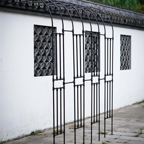 Gartenbogen für den Außenbereich, Schwarze Rohrpergola für Hochzeitsfeiern, PE-beschichtete Stahlstütze für Kletterrosen, perfekte Terrassen- und Rasendekoration (120 x 2) von GAOBINGB