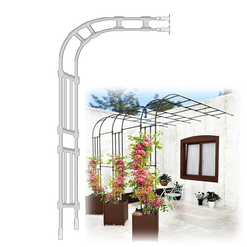 Weißer Garten-Halbbogen aus Stahl für Kletterpflanzen, Spalier für Clematis, Obst und Gemüse, einfach zu montierende Pergola, Wandmontage-Design (200 x 267 x 55 cm) von GAOBINGB