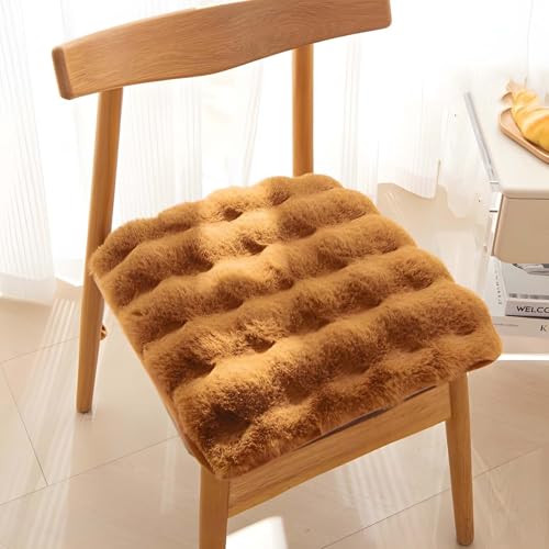 GAOCUNBING 2er-Pack Esszimmerstuhlsitz, quadratischer Flauschiger Stuhlsitz mit Rutschfester Rückseite, plüschiges Küchenstuhlkissen, Riemchenstuhlsitzkissen, Sofakissen B,45 * 45cm von GAOCUNBING