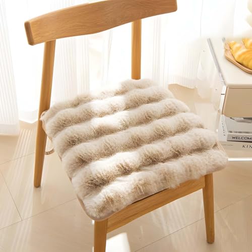 GAOCUNBING 2er-Pack Esszimmerstuhlsitz, quadratischer Flauschiger Stuhlsitz mit Rutschfester Rückseite, plüschiges Küchenstuhlkissen, Riemchenstuhlsitzkissen, Sofakissen E,40 * 40cm von GAOCUNBING