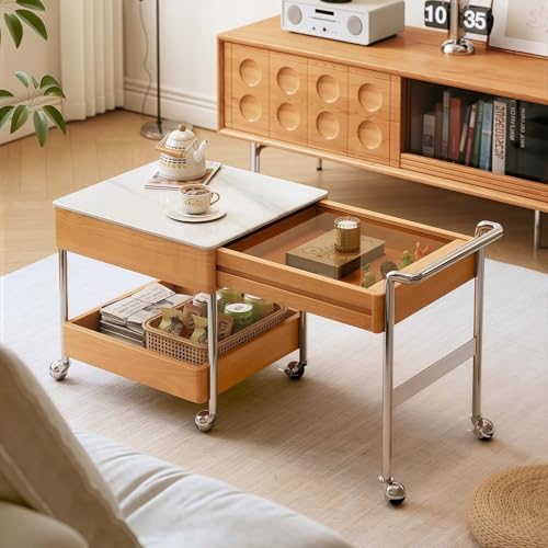 GAOCUNBING Ausziehbarer Couchtisch Ertible Akzenttisch mit Umlenkrolle Lexible Erweiterung und Aufbewahrung Ausziehbarer Couchtisch aus Holz Moderner Couchtisch für Wohnzimmer von GAOCUNBING