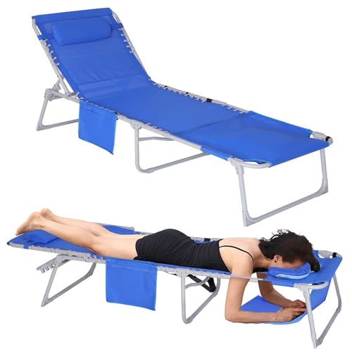 GAOCUNBING Klappbarer Chaiselongue-Sessel mit Gesichtsloch und Armloch, 5-fach verstellbare Rückenlehne, Liegestühle, Outdoor-Lounge-Stühle, atmungsaktives Gewebe, 100 kg Kapazität GAOCUNBING Klappbarer Chaiselongue-Sessel mit Gesichtsloch und Armloch, 5-fach verstellbare Rückenlehne, Liegestühle, Outdoor-Lounge-Stühle, atmungsaktives Gewebe, 100 kg Kapazität von GAOCUNBING