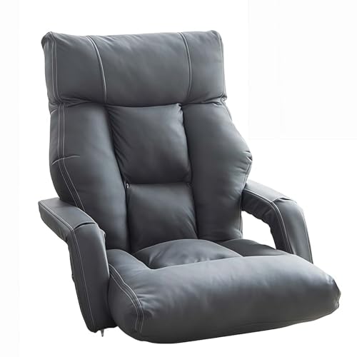 GAOCUNBING Klappbarer Sofastuhl, bodenstehendes Lazy Sofa, Lazy Sofa mit Rückenlehne, mit Armlehne, Einzelliege, Schlafsofa für Wohnzimmer, Schlafzimmer, Büro Grey von GAOCUNBING