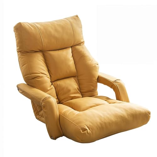 GAOCUNBING Klappbarer Sofastuhl, bodenstehendes Lazy Sofa, Lazy Sofa mit Rückenlehne, mit Armlehne, Einzelliege, Schlafsofa für Wohnzimmer, Schlafzimmer, Büro Yellow von GAOCUNBING