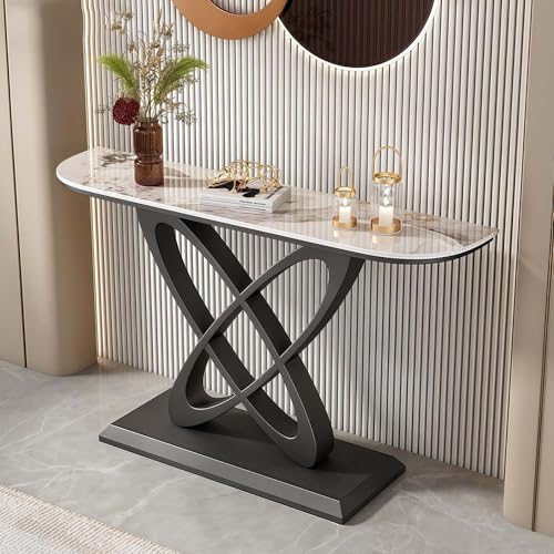 GAOCUNBING Moderner Konsolentisch mit Metallfuß, Kunstmarmor, Eingangstisch, Foyertisch, schmaler moderner Flurtisch mit geometrischen Metallbeinen für Wohnzimmer, Flur, Eingang, A, 100 cm von GAOCUNBING