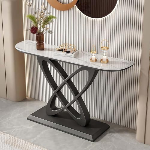 GAOCUNBING Moderner Konsolentisch mit Metallfuß, Kunstmarmor, Eingangstisch, Foyertisch, schmaler moderner Flurtisch mit geometrischen Metallbeinen für Wohnzimmer, Flur, Eingang, C, 100 cm von GAOCUNBING