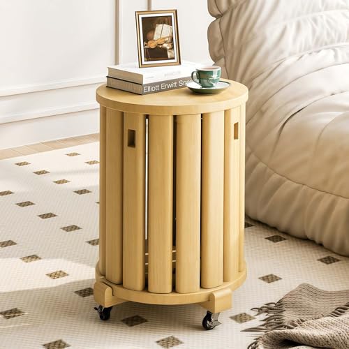 GAOCUNBING Stapelbare Hocker aus Massivholz, 4er-Set, beweglicher Seilzug, Massivholz-Beistelltisch, Barhocker, Holz, vielseitige Hocker für Wohnzimmer, Schlafzimmer, Holz, mit Umlenkrolle von GAOCUNBING