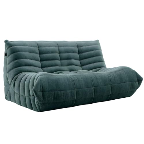 Kaminsessel, Vollkompression aus Schwamm, Loungesessel aus weichem Wildleder, Ecksofas für das Wohnzimmer, Lazy Floor Sofa Couch, Sitzsacksofa für das Wohnzimmerschlafzimmer Green,Three people von GAOCUNBING