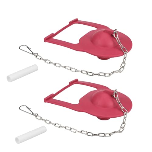 2 x Hochleistungs-WC-Flapper aus Gummi, Ersatz-WC-Flapper mit Edelstahlkette, WC-Reparaturteile, universeller WC-Flapper-Ersatz 2 x Hochleistungs-WC-Flapper aus Gummi, Ersatz-WC-Flapper mit Edelstahlkette, WC-Reparaturteile, universeller WC-Flapper-Ersatz von GAOFESA