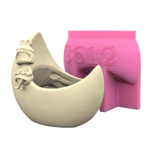 Blumentöpfe Silikonform 3D Mond Mädchen Vase Beton Kerzenständer Harz Pflanzgefäß Formen Handwerk Kunst Dekor von GAOFESA