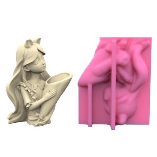 Einzigartige Blumentopfform Mädchen Halten Blumen Vase Silikonform Sukkulente Blumentöpfe Pflanzer Harzform Home Decor von GAOFESA