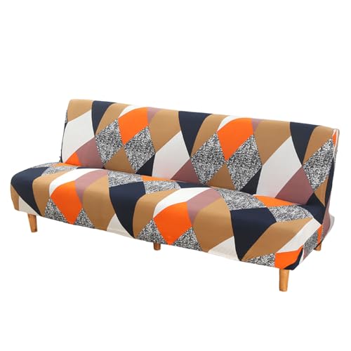 GAOFESA Armlose Futon-Schonbezüge, dehnbar, zusammenklappbar, mit elastischer Unterseite, bedruckte Couch von GAOFESA