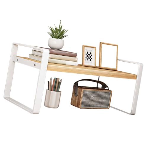 GAOFESA Platzsparender Schreibtisch-Organizer aus Eisen und Holz, geeignet für Zuhause, Büro, Schlafsaal, hält Bücher und Zubehör ordentliches Eisen-Kunst-Bücherregal von GAOFESA