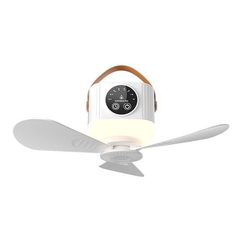 GAOFESA USB Lüfter, Per USB wiederaufladbarer Deckenventilator mit Fernbedienung, 3600 mAh/7200 mAh Akku und leichtem Hängeventilator für Campingschlafsäle und Schlafzimmer von GAOFESA