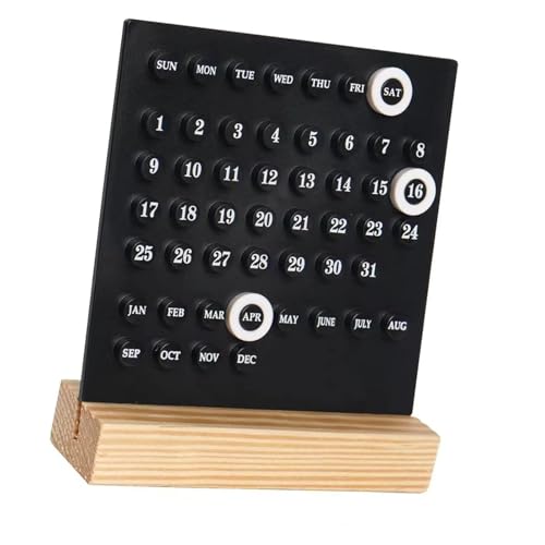 Permanenter Kalender aus Acrylholz mit kompaktem Design, Monats-, Wochen-, Datumsanzeige für Zuhause, Büro, Schreibtisch, Regal oder kleine Räume, Bürokalender von GAOFESA