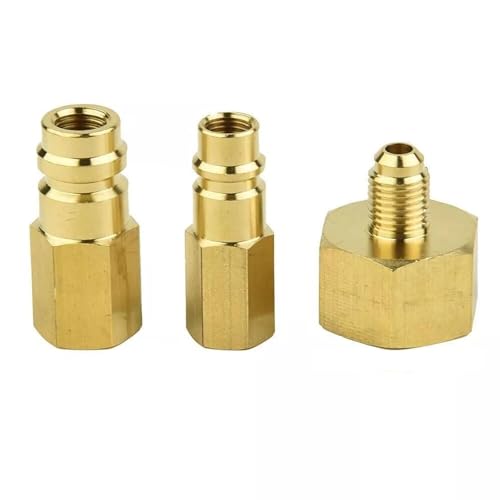 GAOHOU 3Pcs Messing 1/4„ SAE-Flaschenadapter für Kältemittel R134a Auto Klimaanlage Gas Transfer Adapter W21.8 zu 1/4“ Konverter von GAOHOU