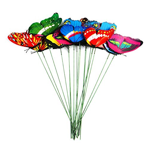 GAOHOU 50Pcs / Bunch Butterfly Stakes Bunte Gartenschmetterlinge Stem Stick für Art Planter Flower Pot Decor von GAOHOU