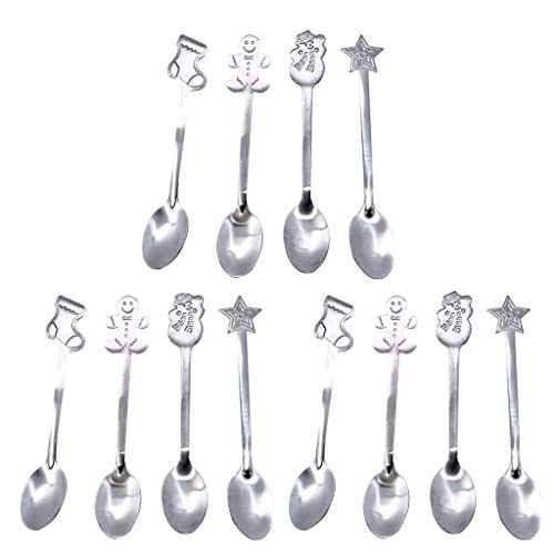 12 PCs Weihnachtslöffel Set Edelstahl Stahles Design Exquisites Geschenk Breites Anwendung Komfortable Handfeel Langable Ofenhandschuhe Hitzebeständig von GAOINTELL