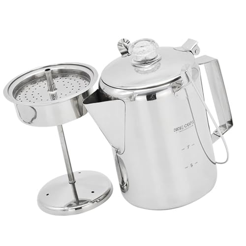GAOINTELL 9 Tasse Edelstahl Percolator Große Kapazität Kaffeetöpfe Scharnier Deckelkaffeemaschine Für Camping Und Heimküchen Gebrauch von GAOINTELL