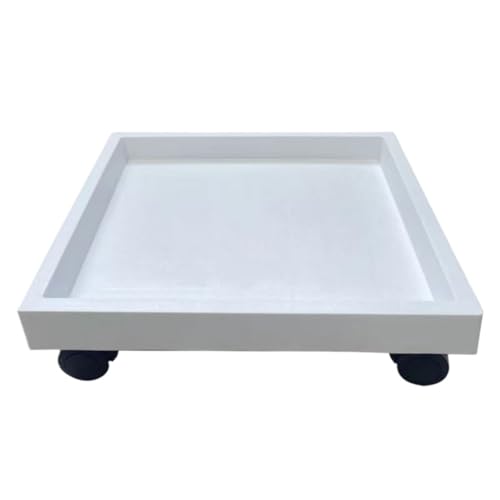 GAOJUNAN Plant Caddy mit Rädern Blumentopf Mit Rädern Beweglicher Quadratischer Sockel Universalräder Verdicktes Gehärtetes Blumentopftablett Blumenroller(White,26cm) von GAOJUNAN