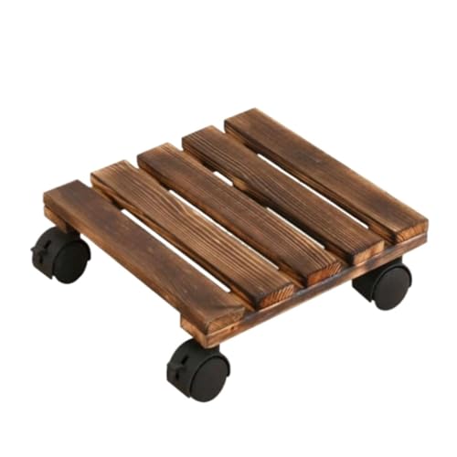 GAOJUNAN Plant Caddy mit Rädern Blumentopf-Tablett Mit Universalrad, Quadratisch, Dickes Holz, Bewegliche Basis, Balkon, Outdoor-Regal Im Freien Blumenroller(Brown,40cm) von GAOJUNAN