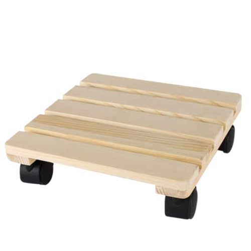 GAOJUNAN Plant Caddy mit Rädern Blumentopf-Tablett Mit Universalrad, Quadratisch, Dickes Holz, Bewegliche Basis, Balkon, Outdoor-Regal Im Freien Blumenroller(Yellow,30cm) von GAOJUNAN