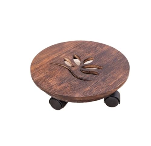 GAOJUNAN Plant Caddy mit Rädern Hölzerner Pflanzenwagen Mit Drehbaren Rollen, Beweglicher Blumentopfständer for Drinnen Und Draußen Blumenroller(Graphics,26cm) von GAOJUNAN