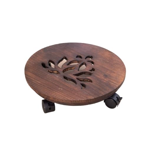 GAOJUNAN Plant Caddy mit Rädern Hölzerner Pflanzenwagen Mit Drehbaren Rollen, Beweglicher Blumentopfständer for Drinnen Und Draußen Blumenroller(Graphics,33cm) von GAOJUNAN