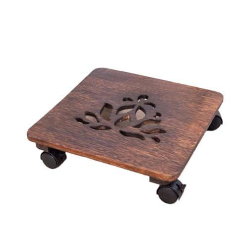 GAOJUNAN Plant Caddy mit Rädern Hölzerner Pflanzenwagen Mit Drehbaren Rollen, Beweglicher Blumentopfständer for Drinnen Und Draußen Blumenroller(Square,33cm) von GAOJUNAN