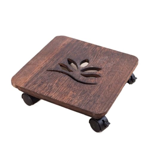 GAOJUNAN Plant Caddy mit Rädern Holz Universalrad Haushaltsrolle Blumentopf Unterlage Bonsai Topf Mobiles Tablett Blumenroller(26cm) von GAOJUNAN