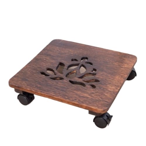 GAOJUNAN Plant Caddy mit Rädern Holz Universalrad Haushaltsrolle Blumentopf Unterlage Bonsai Topf Mobiles Tablett Blumenroller(32.5cm) von GAOJUNAN