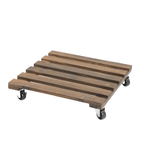 GAOJUNAN Plant Caddy mit Rädern Pflanzenkarre Aus Holz Mit Rollen Und Feststellbaren Rädern for Den Innen- Außenbereich Blumenroller(35x35cm) von GAOJUNAN