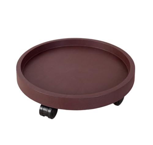 GAOJUNAN Plant Caddy mit Rädern Pflanzenkarre Kunststoff Rund Mit Feststellbaren Rollen for Blumentöpfe Und Blumentopfdisplay Blumenroller(Brown,32cm) von GAOJUNAN
