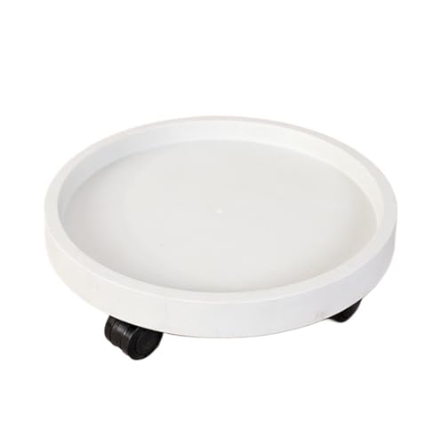 GAOJUNAN Plant Caddy mit Rädern Pflanzenkarre Kunststoff Rund Mit Feststellbaren Rollen for Blumentöpfe Und Blumentopfdisplay Blumenroller(White,29cm) von GAOJUNAN