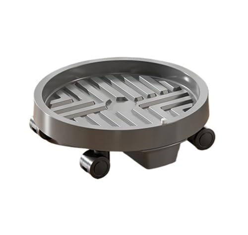 GAOJUNAN Plant Caddy mit Rädern Pflanzenwagen, Runder Blumentopf-Mover Mit Rädern for Den Innen- Und Außenbereich Blumenroller(Grey,27cm) von GAOJUNAN