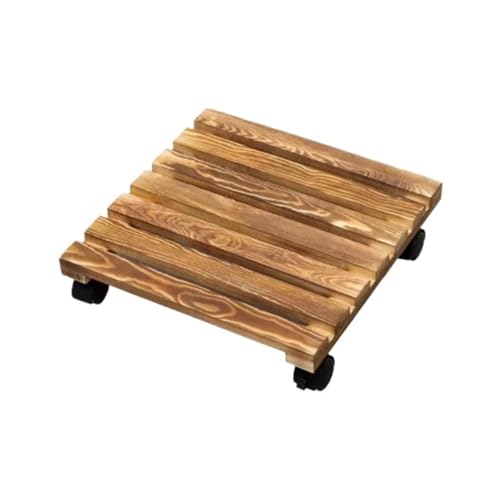 GAOJUNAN Plant Caddy mit Rädern Pflanzenwagen Aus Holz Mit Rollen, for Innen- Und Außenterrassen Blumenroller(35x35cm) von GAOJUNAN