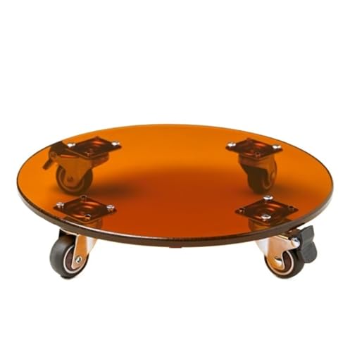 GAOJUNAN Plant Caddy mit Rädern Pflanzenwagen Mit Rädern, Runder Blumentopfwagen for Den Innen- Und Außenbereich Blumenroller(Orange,25CM) von GAOJUNAN