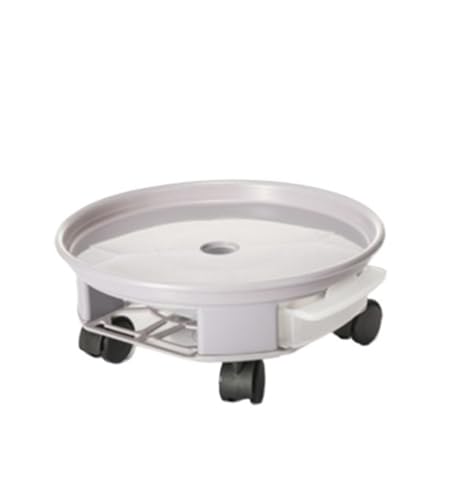 GAOJUNAN Plant Caddy mit Rädern Pflanzenwagen Mit Wasserbehälter, Runder Blumentopf-Mover, Pflanzentablett for Drinnen Und Draußen Blumenroller(White,30cm) von GAOJUNAN