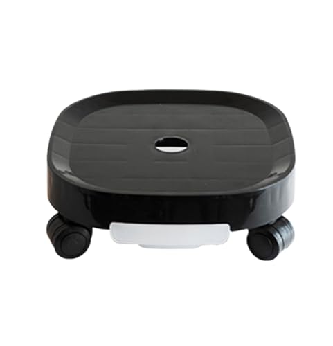 GAOJUNAN Plant Caddy mit Rädern Pflanzkarre Mit Rollen Rund Aus Kunststoff Und Wasserauffangbehälter for Innen Außen Blumenroller(Black,27cm) von GAOJUNAN