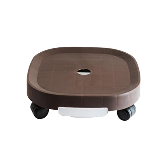 GAOJUNAN Plant Caddy mit Rädern Pflanzkarre Mit Rollen Rund Aus Kunststoff Und Wasserauffangbehälter for Innen Außen Blumenroller(Brown,30cm) von GAOJUNAN