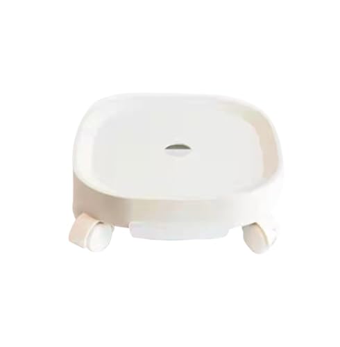 GAOJUNAN Plant Caddy mit Rädern Pflanzkarre Mit Rollen Rund Aus Kunststoff Und Wasserauffangbehälter for Innen Außen Blumenroller(White,33cm) von GAOJUNAN