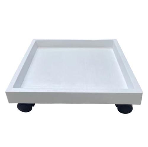 GAOJUNAN Plant Caddy mit Rädern Rollendes Pflanzenwagentablett Mit Rädern for Den Blumentopfständer Im Innen- Und Außenbereich Blumenroller(White,32cm) von GAOJUNAN