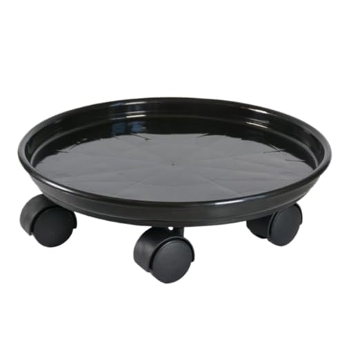 GAOJUNAN Plant Caddy mit Rädern Universal-Blumentopf Mit Rädern, Mobiles Tablett, Wassersammelbasis, Runder Blumenhalter Aus Kunstharz Blumenroller(Black,24.5cm) von GAOJUNAN
