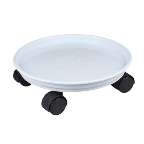 GAOJUNAN Plant Caddy mit Rädern Universal-Blumentopf Mit Rädern, Mobiles Tablett, Wassersammelbasis, Runder Blumenhalter Aus Kunstharz Blumenroller(White,27cm) von GAOJUNAN