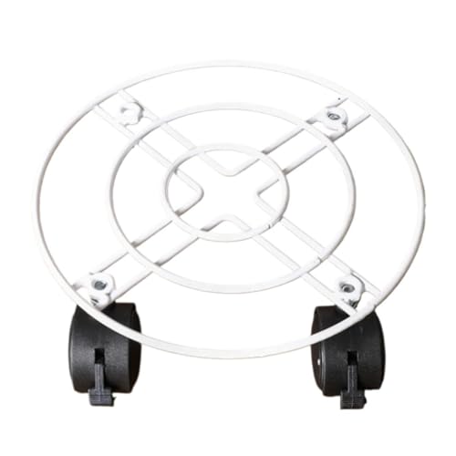 GAOJUNAN Plant Caddy mit Rädern Verdickter Runder Mobiler Blumenständer Aus Eisen for Blumentöpfe Mit Universeller Bremsrolle Blumenroller(White,40cm) von GAOJUNAN