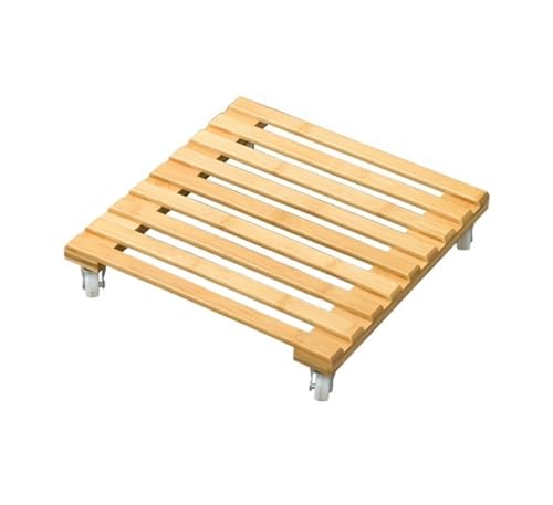 Plant Caddy mit Rädern Pflanzenwagen, Beweglicher Pflanzenständer Aus Bambus Mit Rollen, Geeignet for Die Terrasse Im Freien Blumenroller(25cm) von GAOJUNAN